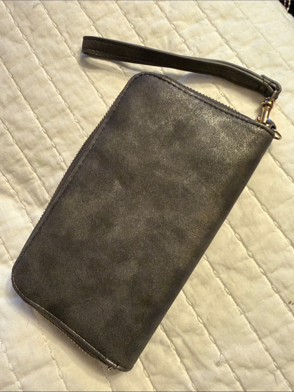 Zip-Around Wristlet Clutch in Gray